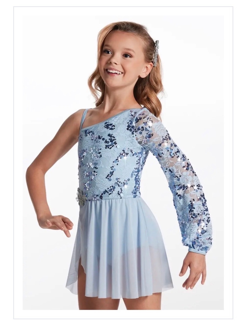 Light Blue Sequin Lace dance Costume